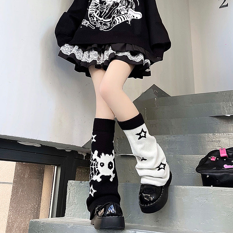 Lolita skull punk y2k star socks LS0477
