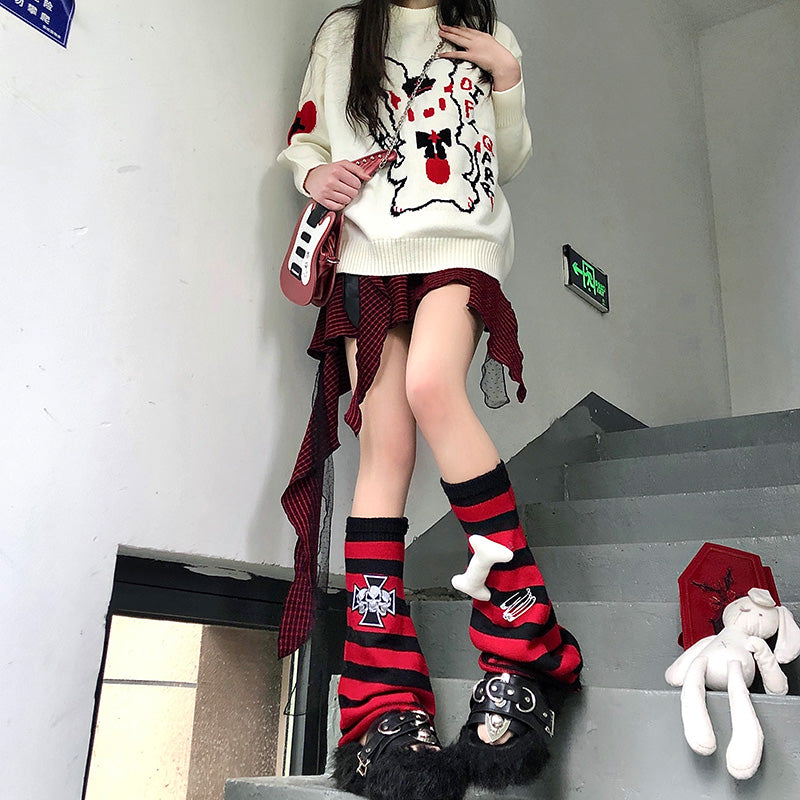 Lolita skull punk cross y2k socks LS0478