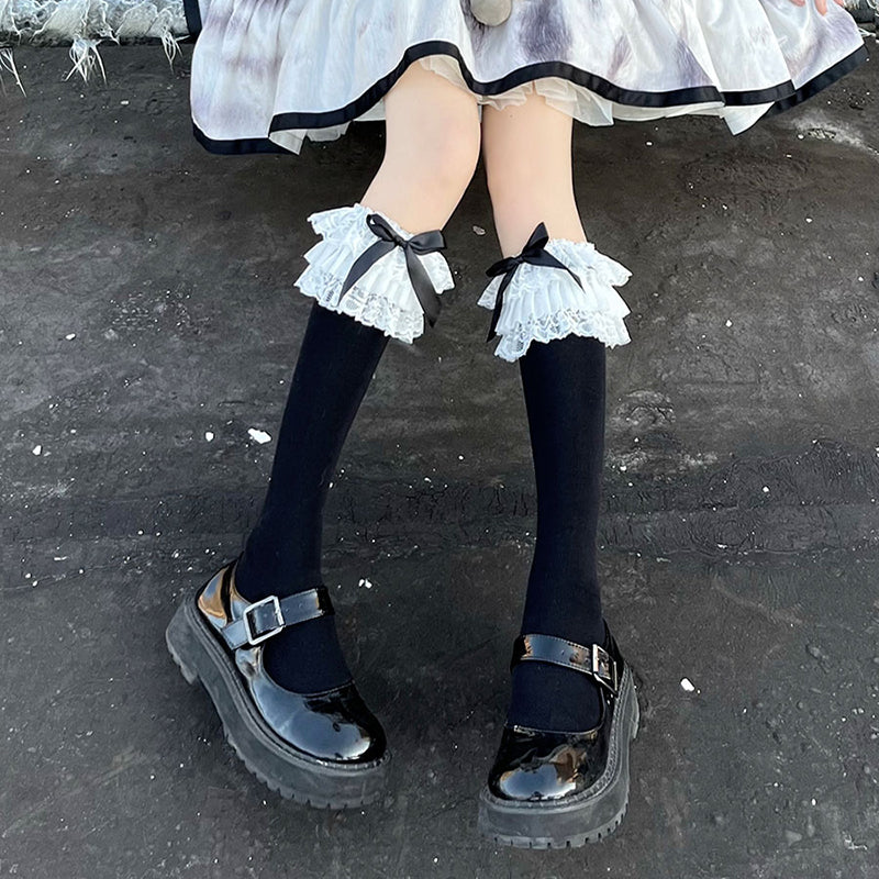 Милые кружевные носки с бантиком Лолита LS0494