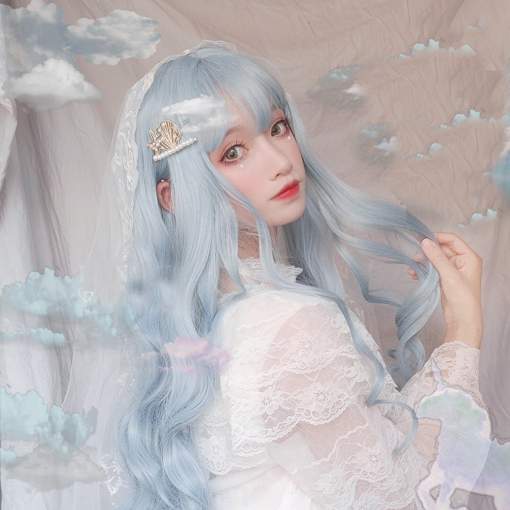 Лолита синие волнистые длинные вьющиеся волосы LS0406