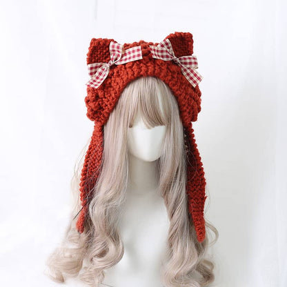 Cute knitted cat ear hat LS0059
