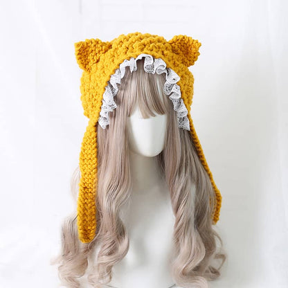 Cute knitted cat ear hat LS0059