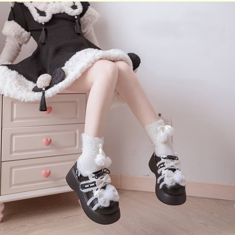 Lolita Bow Fur Shoes LS0091