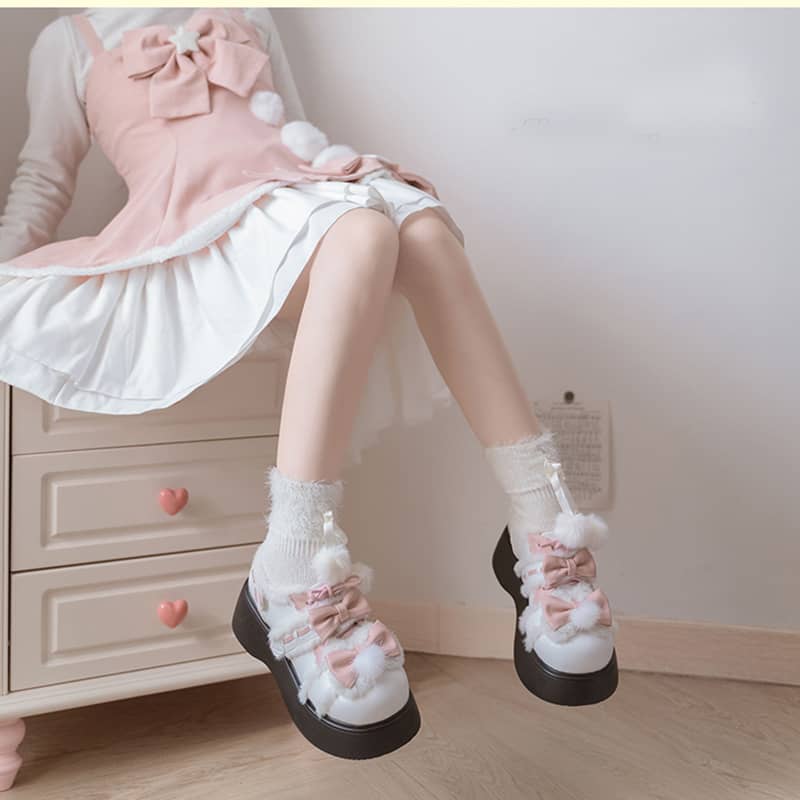 Lolita Bow Fur Shoes LS0091