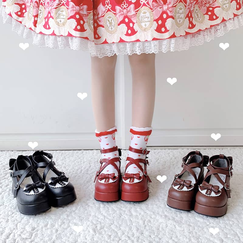 Lolita Christmas bow shoes LS0095