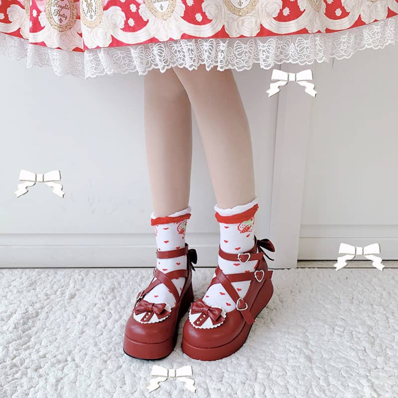 Lolita Christmas bow shoes LS0095