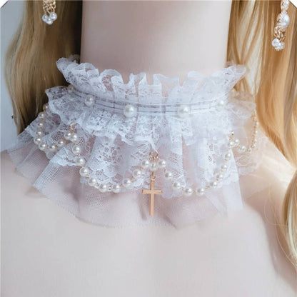Lolita Pearl Cross Necklace LS0119