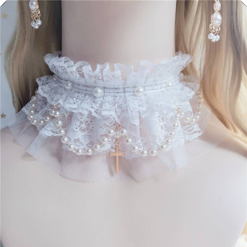 Lolita Pearl Cross Necklace LS0119