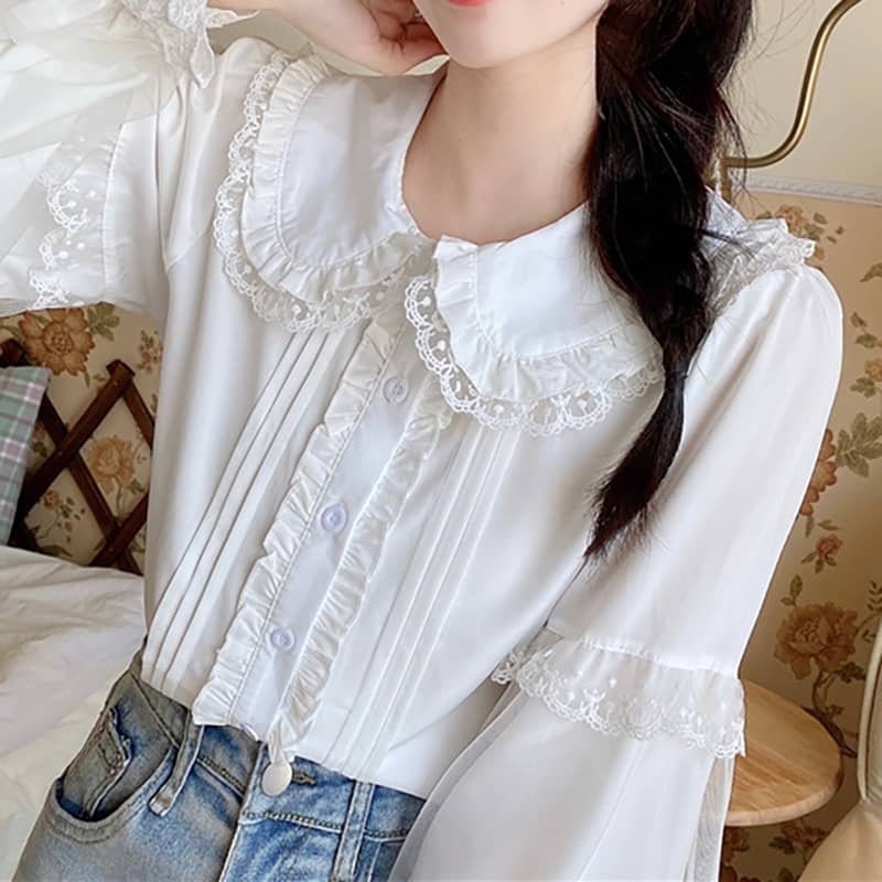 Рубашка с воротником куклы Sweet Lolita LS0161 