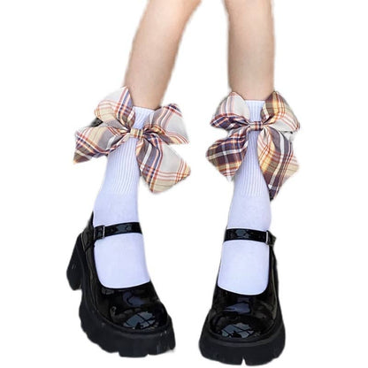 Lolita Plaid Bow Socks LS0199