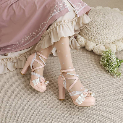 Lolita sweet bow lace shoes LS0233