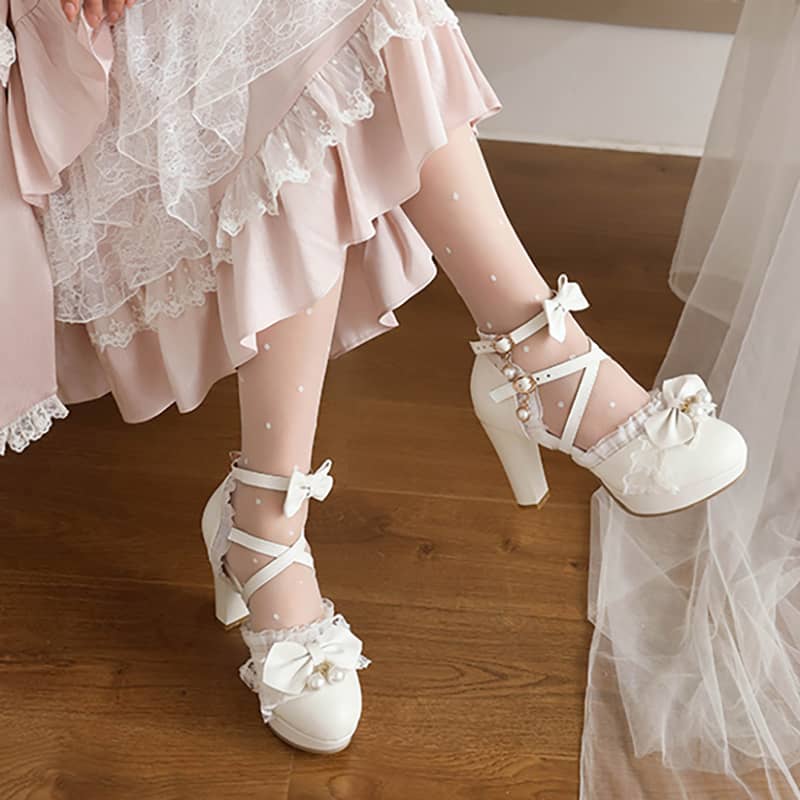 KAWAII Lace Bow Lolita Shoes LS0236
