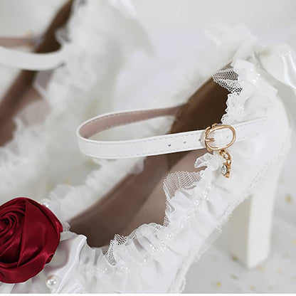 Sweet Rose Bow Lace Shoes LS0239