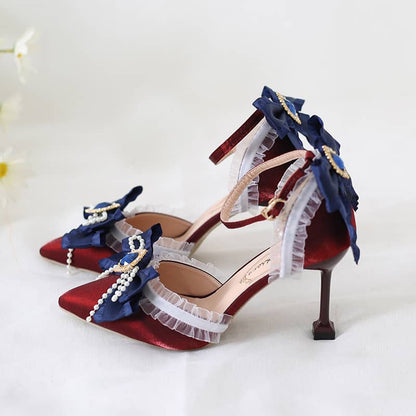 Lolita Lace Bow Rhinestone Shoes LS0240
