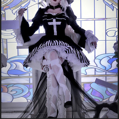 Lolita Gothic Dark Bow Dress LS0313