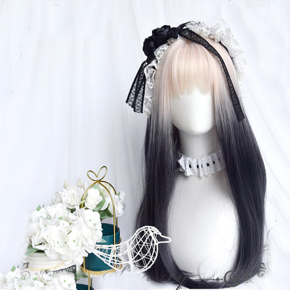 Лолита Готический черный парик с градиентом LS0329