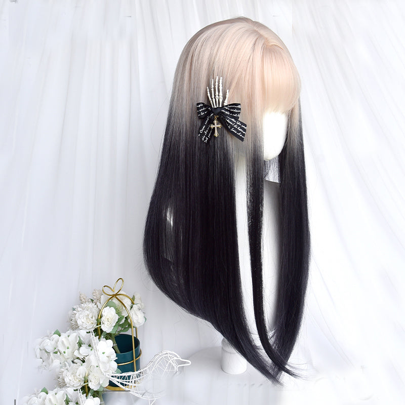 Лолита Готический черный парик с градиентом LS0329