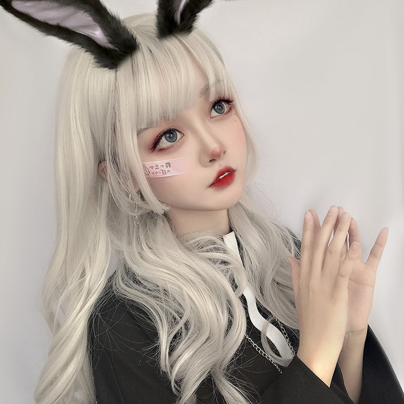 Lolita Goth Gradient Gray Long Curly Hair LS0347