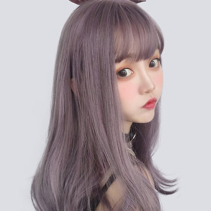 Лолита серо-фиолетовый парик средней длины LS0349