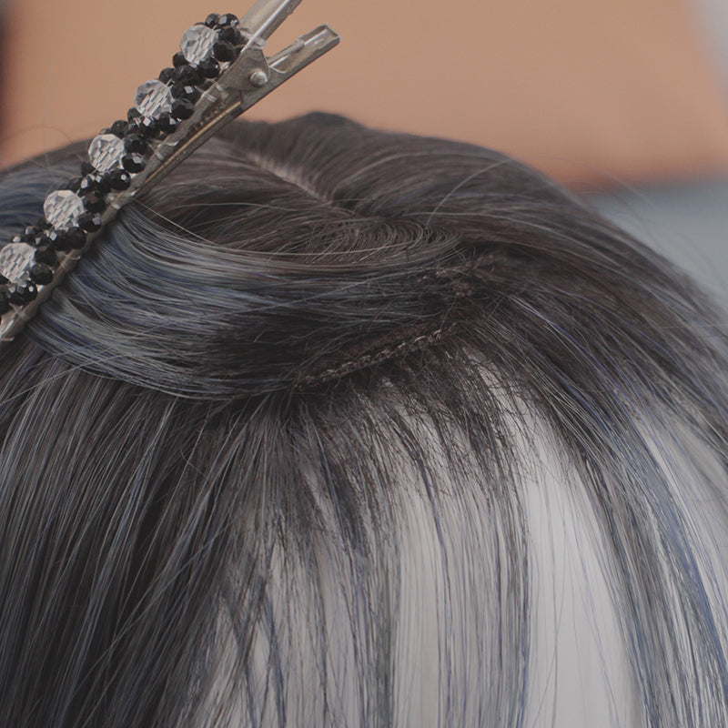 Длинный вьющийся парик Лолита сине-серый LS0353