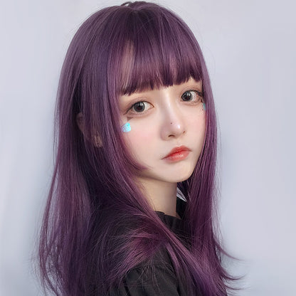 Lolita Gray Purple Long Straight Wig LS0354