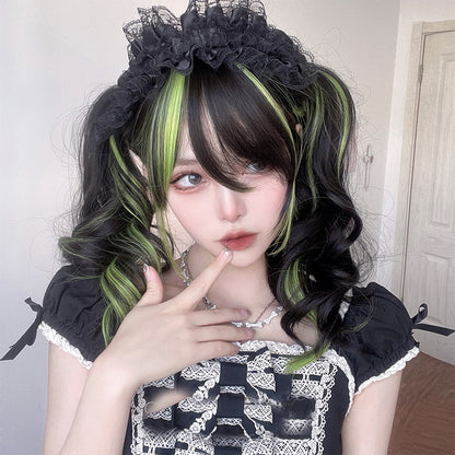 Lolita Harajuku color matching long curly wig LS0376